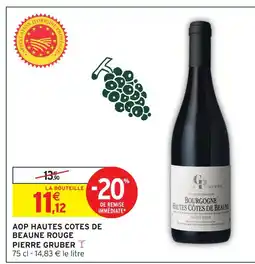 Intermarché Pierre gruber aop hautes côtes de beaune rouge offre