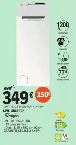 E.Leclerc Bosch - lave-linge top whirlpool offre