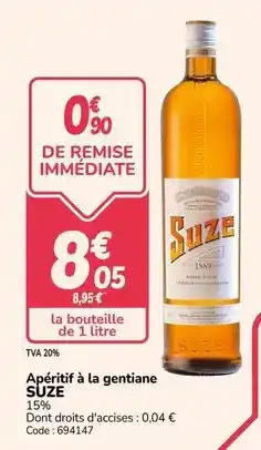 Promocash Suze - apéritif à la gentiane offre
