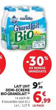 Hyper U Candia - lait uht demi-ecreme bio grandlait offre