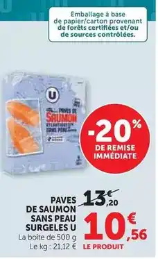 Hyper U U - paves de saumon sans peau surgeles offre