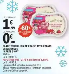 E.Leclerc Carte d'or - glace tourbillon de fraise avec éclats de meringue offre