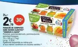E.Leclerc Charles & alice - panache de compotes sans sucres ajoutés offre