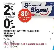 E.Leclerc Signal - dentifrice systeme blancheur brillance offre