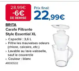 Costco BRITA Carafe Filtrante Style Essential XL offre