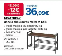 Costco NEATFREAK Banc à chaussures métal et bois offre