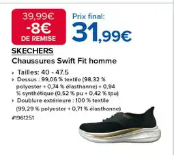 Costco SKECHERS Chaussures Swift Fit homme offre