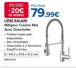 Costco LENZ KALANI Mitigeur Cuisine Mat Avec Douchette offre