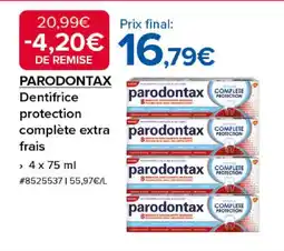 Costco PARODONTAX Dentifrice protection complète extra frais offre