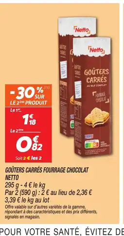 Netto NETTO Goûters carrés fourrage chocolat offre