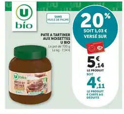 Maximarché Pate a tartiner aux noisettes u bio offre
