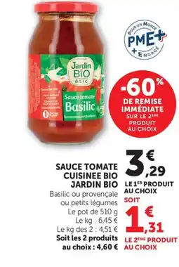 Maximarché JARDIN BIO Sauce tomate cuisinee bio offre