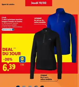 Lidl CRIVIT T-shirt technique manches longues homme ou femme offre