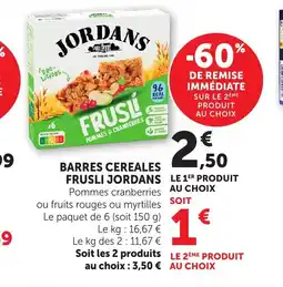 Bi1 JORDANS Barres cereales frusli offre