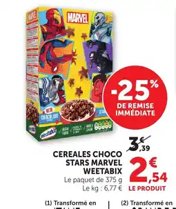 Bi1 WEETABIX Cereales choco stars marvel offre