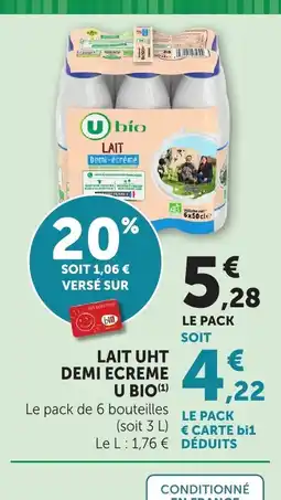 Bi1 Lait uht demi ecreme u bio offre