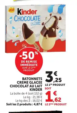 Bi1 KINDER Batonnets creme glacee chocolat au lait offre