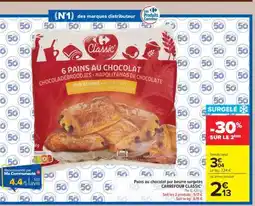 Carrefour Market Pains au chocolat pur beurre surgelés CARREFOUR CLASSIC’ offre