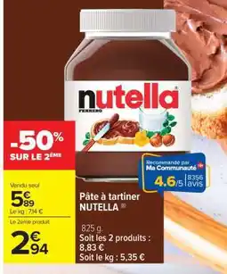 Carrefour Market Pâte À Tartiner Nutella offre