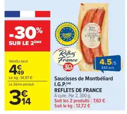 Carrefour Market Saucisses de Montbéliard I.G.P offre