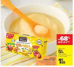 Carrefour Market Compote CHARLES & ALICE offre
