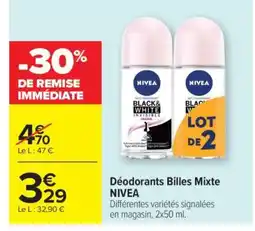 Carrefour Market Déodorants Billes Mixte NIVEA offre