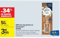 Carrefour Market Diffuseur de parfum en bâtonnets GLADE offre