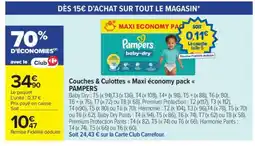 Carrefour Market Couches & Culottes Maxi economy pack PAMPERS offre