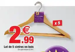 Bazarland Lot de 5 cintres en bois offre