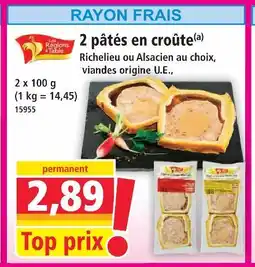 Norma Les régions de table 2 pâtés en croûte offre