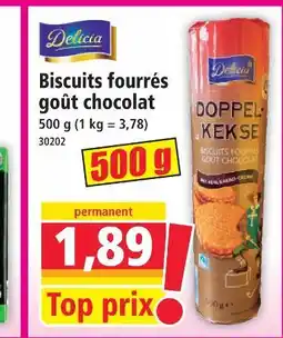 Norma Delicia biscuits fourrés goût chocolat offre