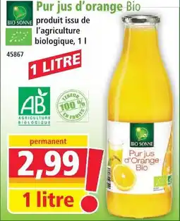 Norma Bio sonne pur jus d'orange bio offre