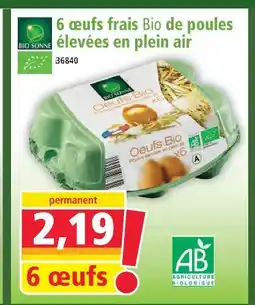 Norma Bio sonne 6 œufs frais bio de poules élevées en plein air offre
