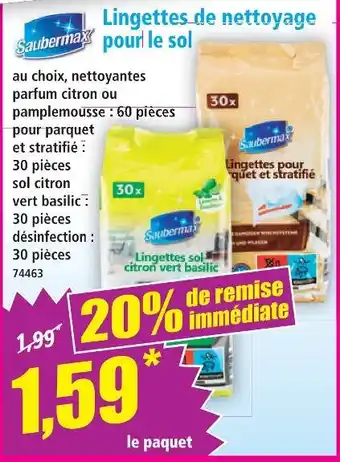 Norma Saubermax lingettes de nettoyage pour le sol offre