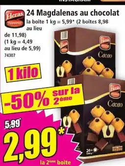 Norma 24 magdalenas au chocolat offre
