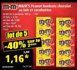 Norma M&m's peanut bonbons chocolat au lait et cacahuètes offre