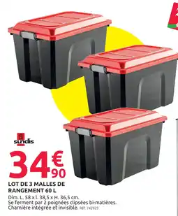 Mr Bricolage Sundis lot de 3 malles de rangement 60 l offre