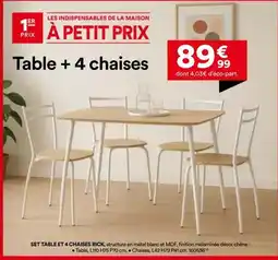 BUT Chêne - set table et 4 chaises offre