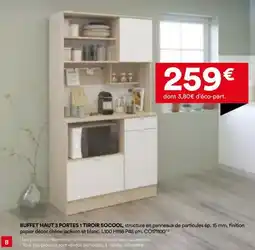 BUT Chêne - buffet haut 3 portes 1 tiroir socool, structure en panneaux de particules edp offre