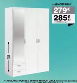 BUT Armoire 3 portes 2 tiroirs 1 miroir daily offre