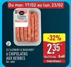 ALDI Clement - st-clément le boucher 6 chipolatas aux herbes offre