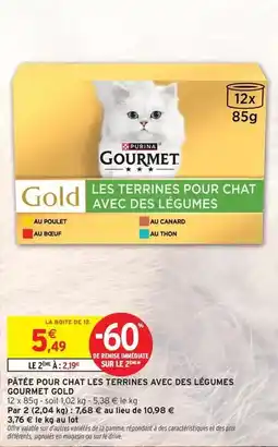 Intermarché Express Purina - pâtée pour chat les terrines avec des légumes gourmet gold offre
