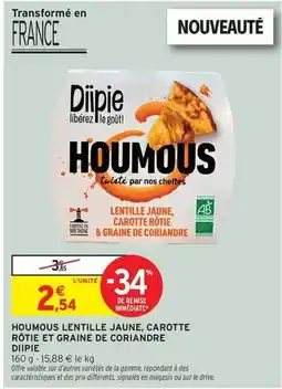 Intermarché Express Signal - houmous lentille jaune, carotte rotite et graine de coriandre offre