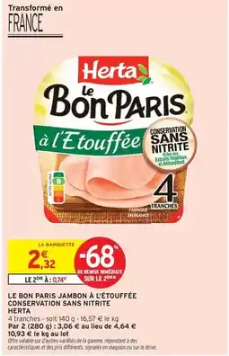 Intermarché Express Herta - le bon paris jambon à l'étouffée conservation sans nitrite offre
