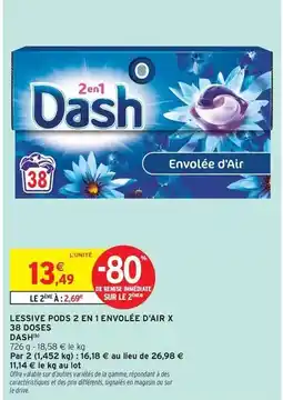 Intermarché Express Dash - lessive pods 2 en 1 envolée d'air x 38 doses offre