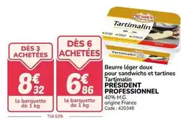 Promocash Président - beurre léger doux pour sandwichs et tartines offre