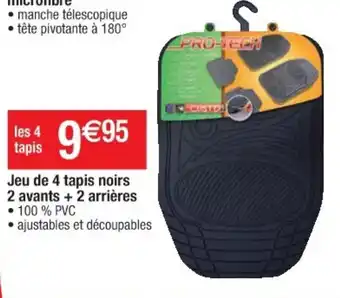 Cora x Carrefour Jeu de 4 tapis noirs 2 avants + 2 arrières offre