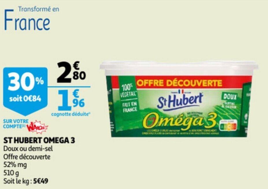 Promo St hubert omega 3 chez Auchan