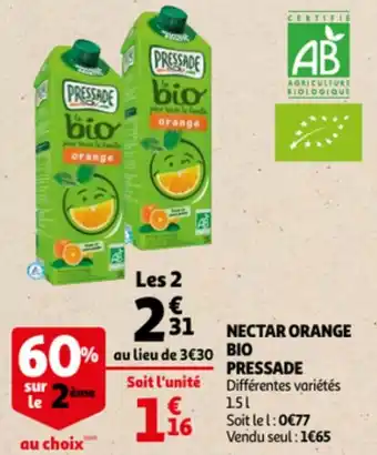 Auchan Nectar orange bio pressade offre
