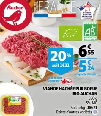 Auchan Viande hachée pur boeuf bio auchan offre